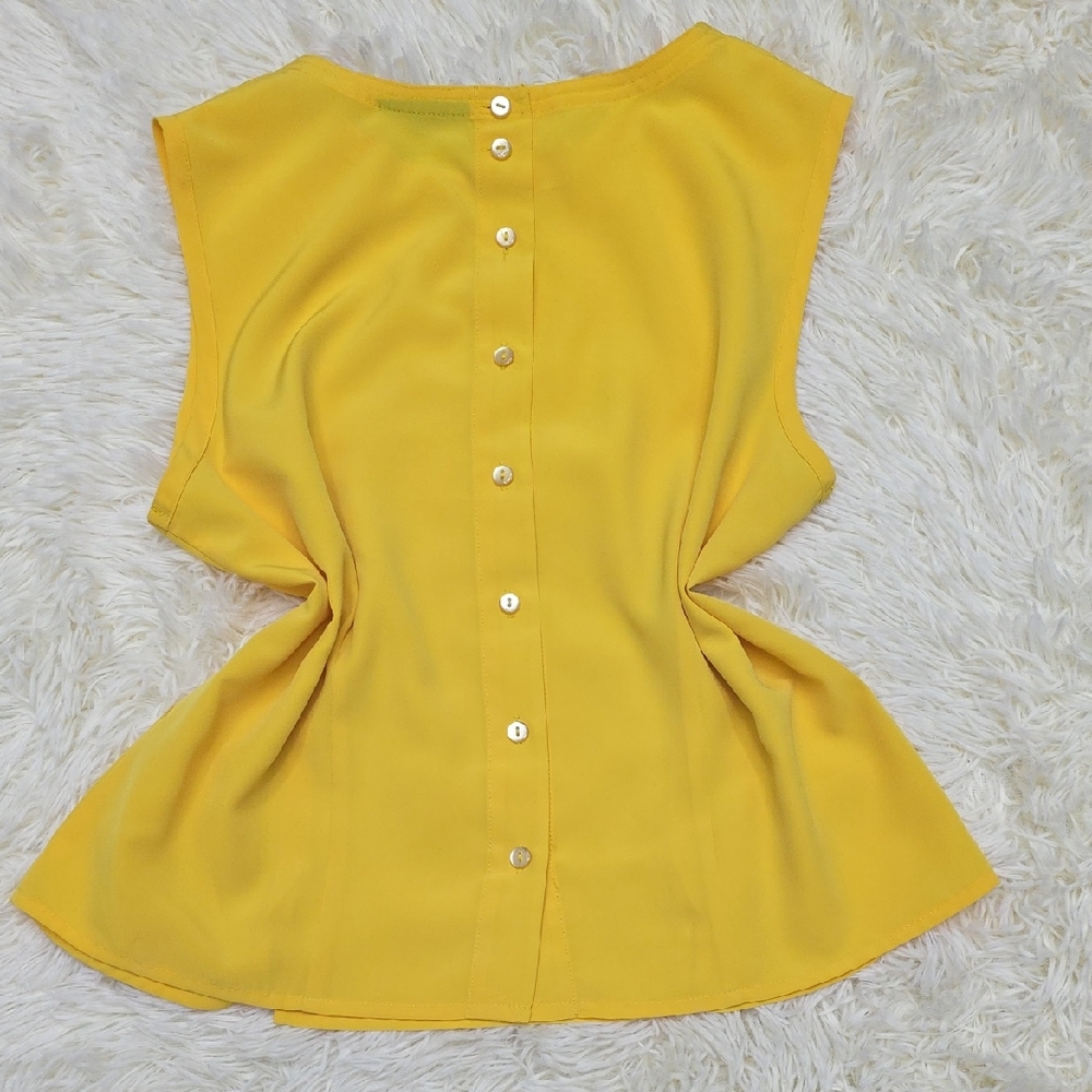 Notations Mustard Button-Back Blouse